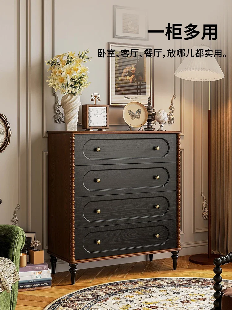 프랑스 복고풍 스타일 단단한 나무 4개의 가슴 캐비닛, 거실 침실 사물함, 가정용 입구 소파 사이드 캐비닛, TV 캐비닛