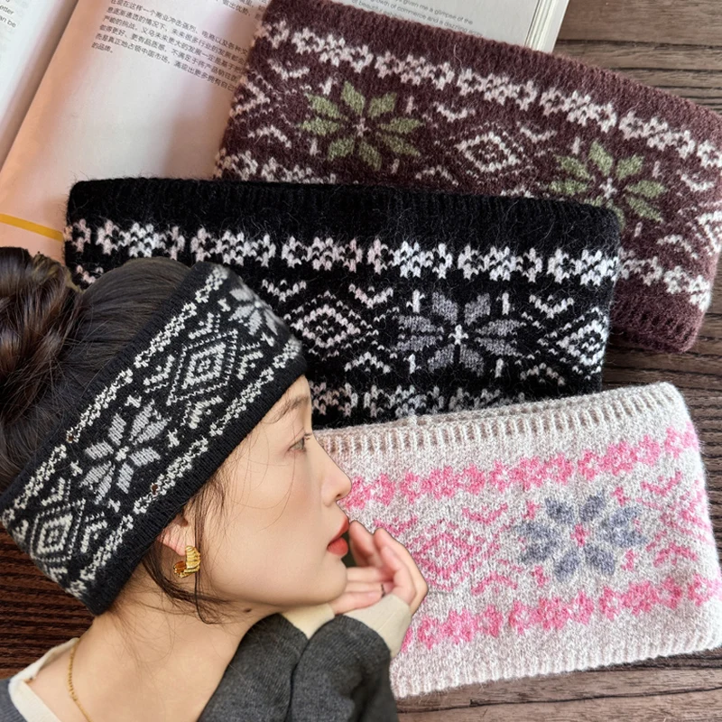 

Осень-зима теплая вязаная повязка на голову женская толстая эластичная французская мягкая повязка для волос с вырезами защита ушей теплый уютный головной убор в стиле ретро