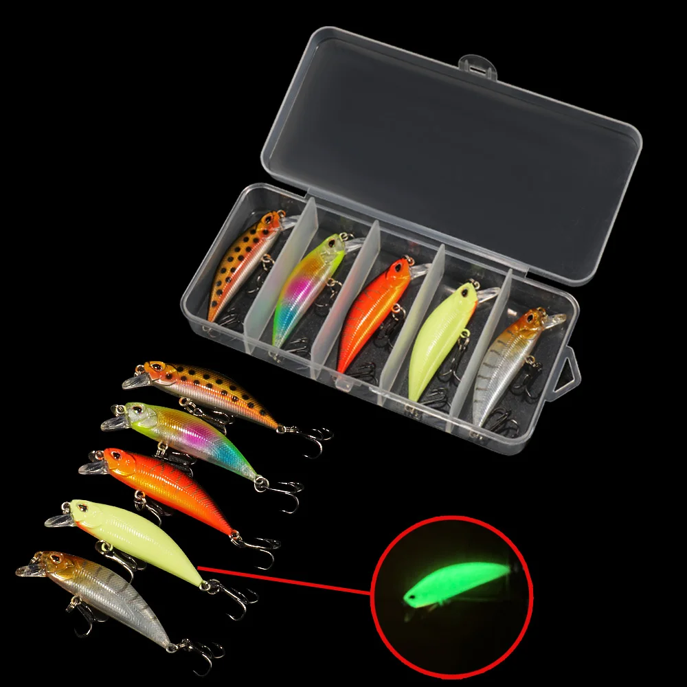 5pcs Fishing Lures Kit Sinking Minnow Trout Artificial Bait Crank Bait Bass Hook Carp Pesca Tackle Box Wobbler Floating Jerkbait