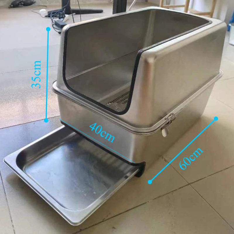 Stainless Steel Cat Litter Box Anti-splash Large Open Cats Sandbox Semi-enclosed Oversized Cat Toilet Heightened Pet Toilets image 3
