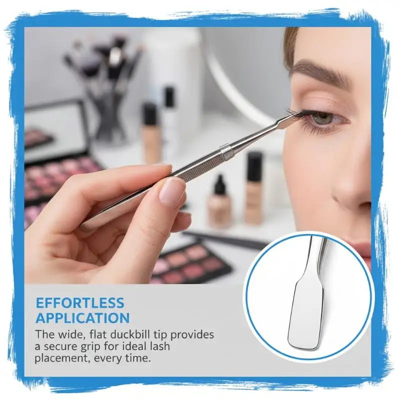 Stainless Steel Flat Mouth Eyelashes Tweezers Straight/Elbow Professional Eyebrow Pliers False Eyelash Aids Eyelash Extension