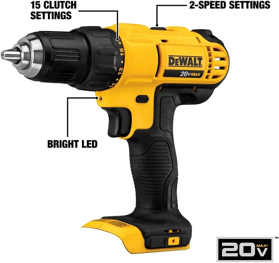 DEWALT Kit combinato per elettroutensili MAX da 20 V, set di utensili elettrici a batteria da 4 utensili con batteria e caricabatterie (DCK445D1M1)