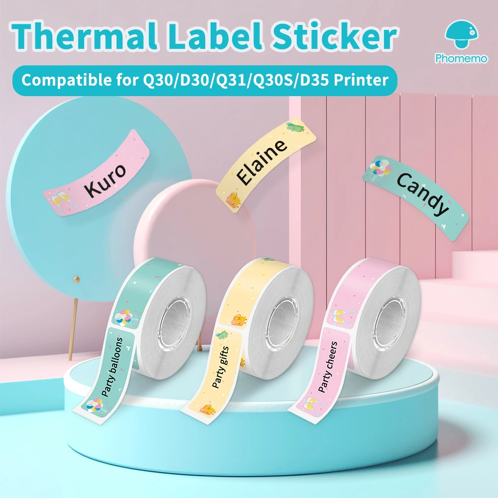Phomemo 3 Rollen Q30 weißer Aufkleber, wasserfestes Papier, selbstklebendes Etikett, weiß, Anti-Öl, für Q30 D30 Mini tragbares Thermodrucker-Klebeband – Detail 1