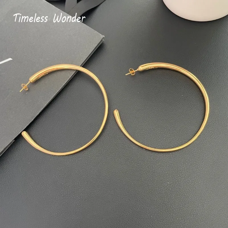 

Timeless Wonder Fancy Brass XL Geo Hoop Earrings for Women Designer Jewelry Gift Goth Runway Top Luxury Brincos Classy Neat 9233