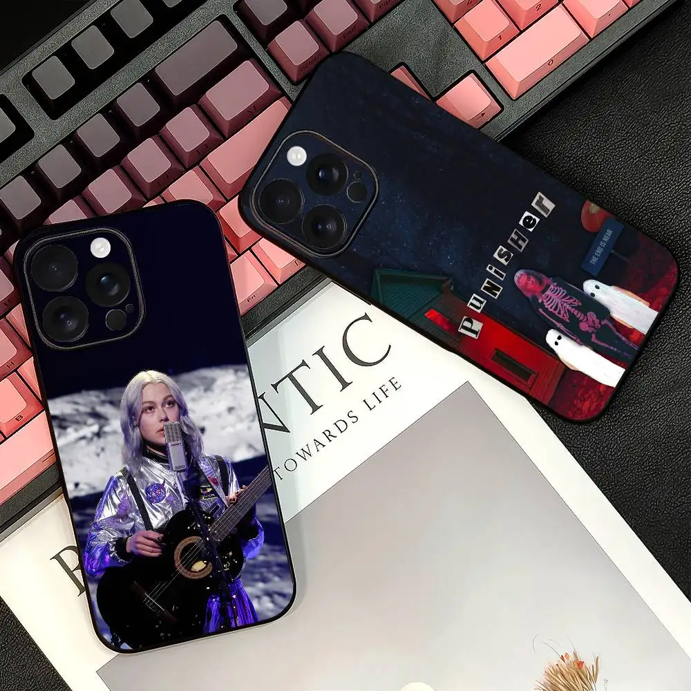 Singer P-Phoebe B-Bridgers Phone Case For IPhone12 13 14 15 16 17Pro Max Plus Classic Black Soft Shell
