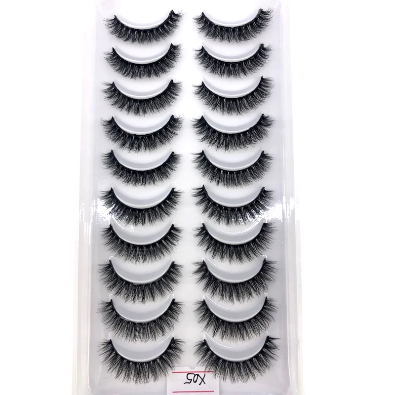 AMSDCN Künstliche Kurze Nerz-Wimpern, Natürlich Dramatische Falsche Wimpern, 10 Paar 3D-Wimpern für Make-up – Detail 10