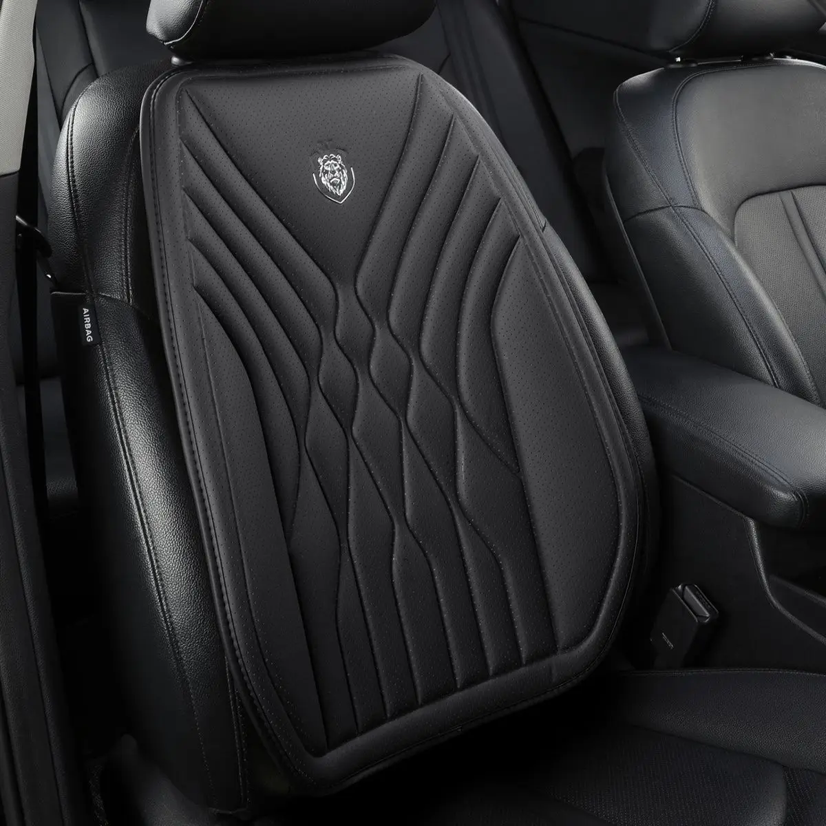 Universal PU Leather Car Seat Cushion 3D Embossed Wave Pattern Auto Seat Covers Breathable Non‑Slip Car Seat Protector Car Inter