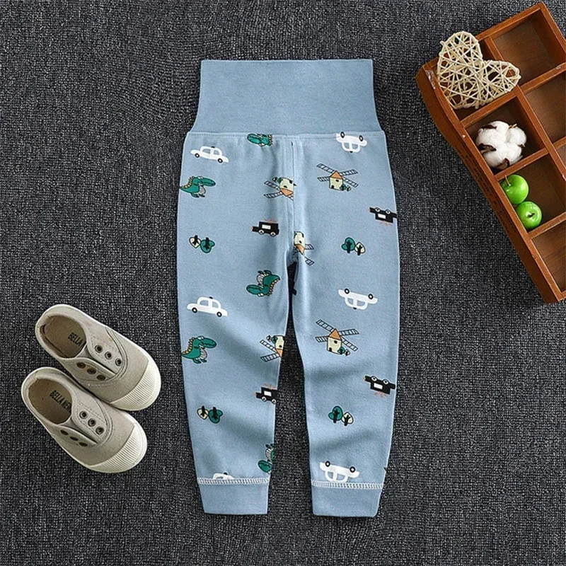 2022 Spring Girls Boys Pants Toddler Baby Bottoming Leggings Children Cotton Cartoon Trousers High Waisted Newborn Kids Clothes