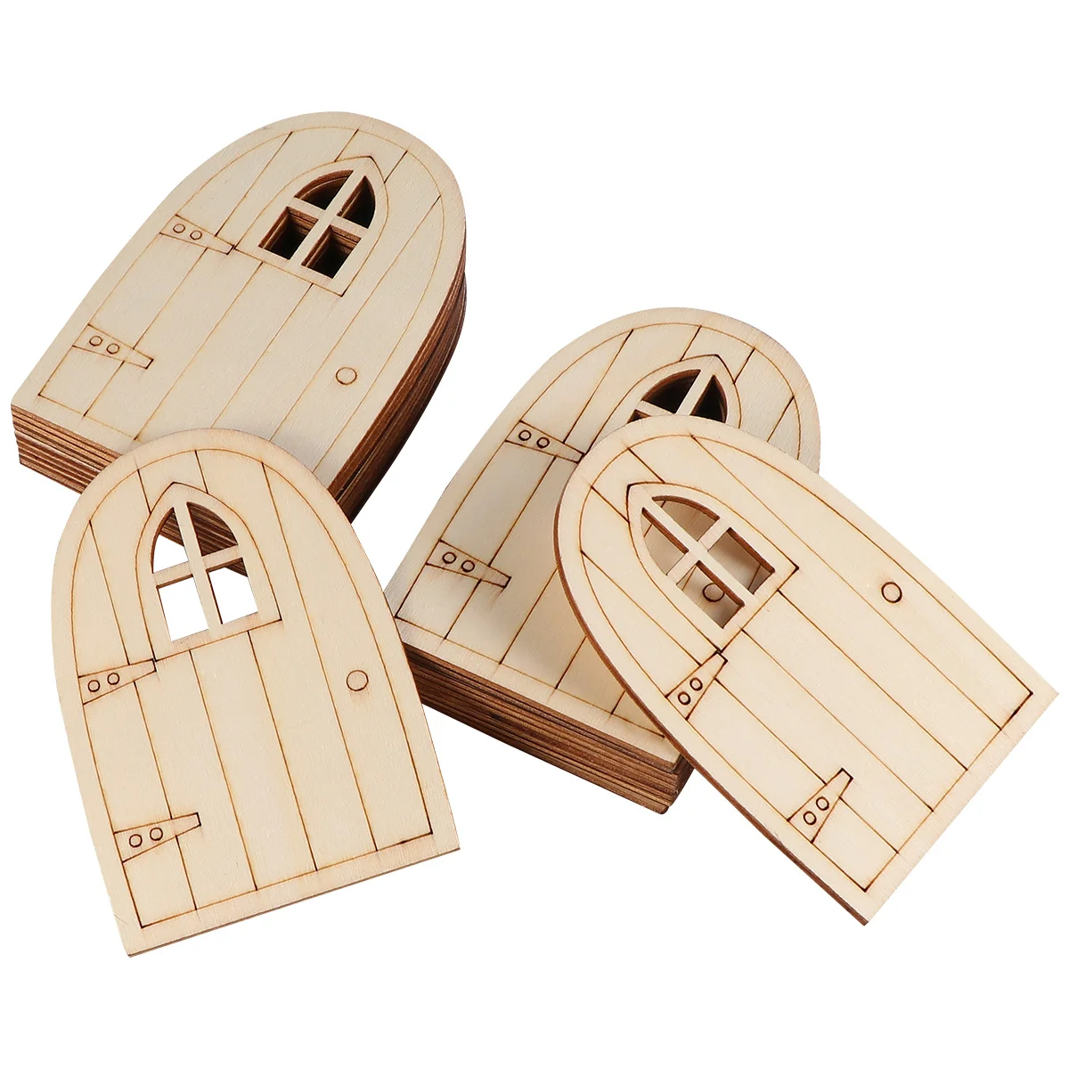 

20pcs 3Mm Wooden Fairy Elf Door Miniature Garden Decoration Unpainted Diy Craft Kids Play Decorative Adornment