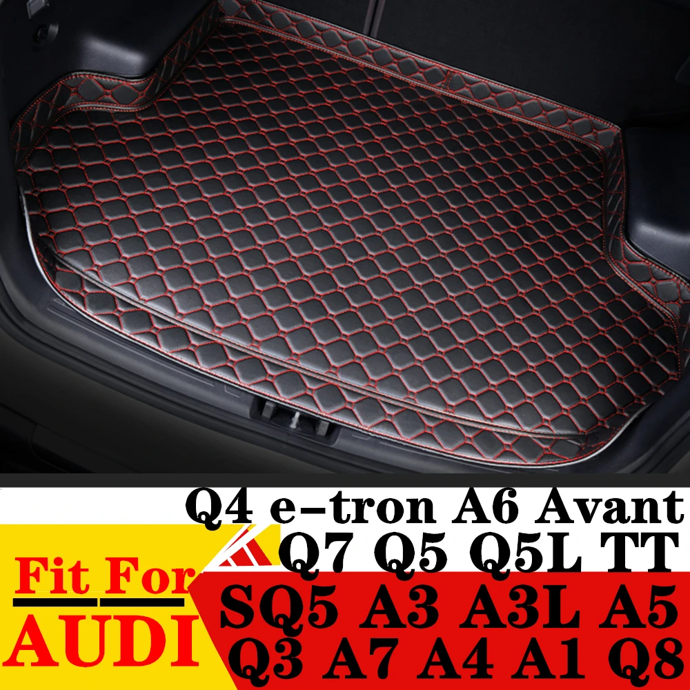 Car Trunk Mat For AUDI Q3 Q7 A3 Q5 Q5L A7 A4 A1 SQ5 TT A5 Q8 Q4 e-tron A6 Waterproof Rear Cargo Cover Carpet Pad Tail Boot Line