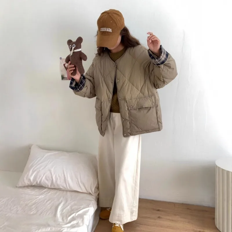 Women's Models Fall Winter Coat Jacket Down Jacket White Duck Down Diamond Splicing Thickened Warm Personalized Comfortable Soft
