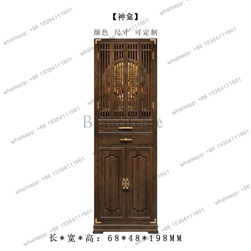 new Chinese solid wood Buddhist niche with door household living room Buddhist cabinet vertical cabinet modern Buddhist table