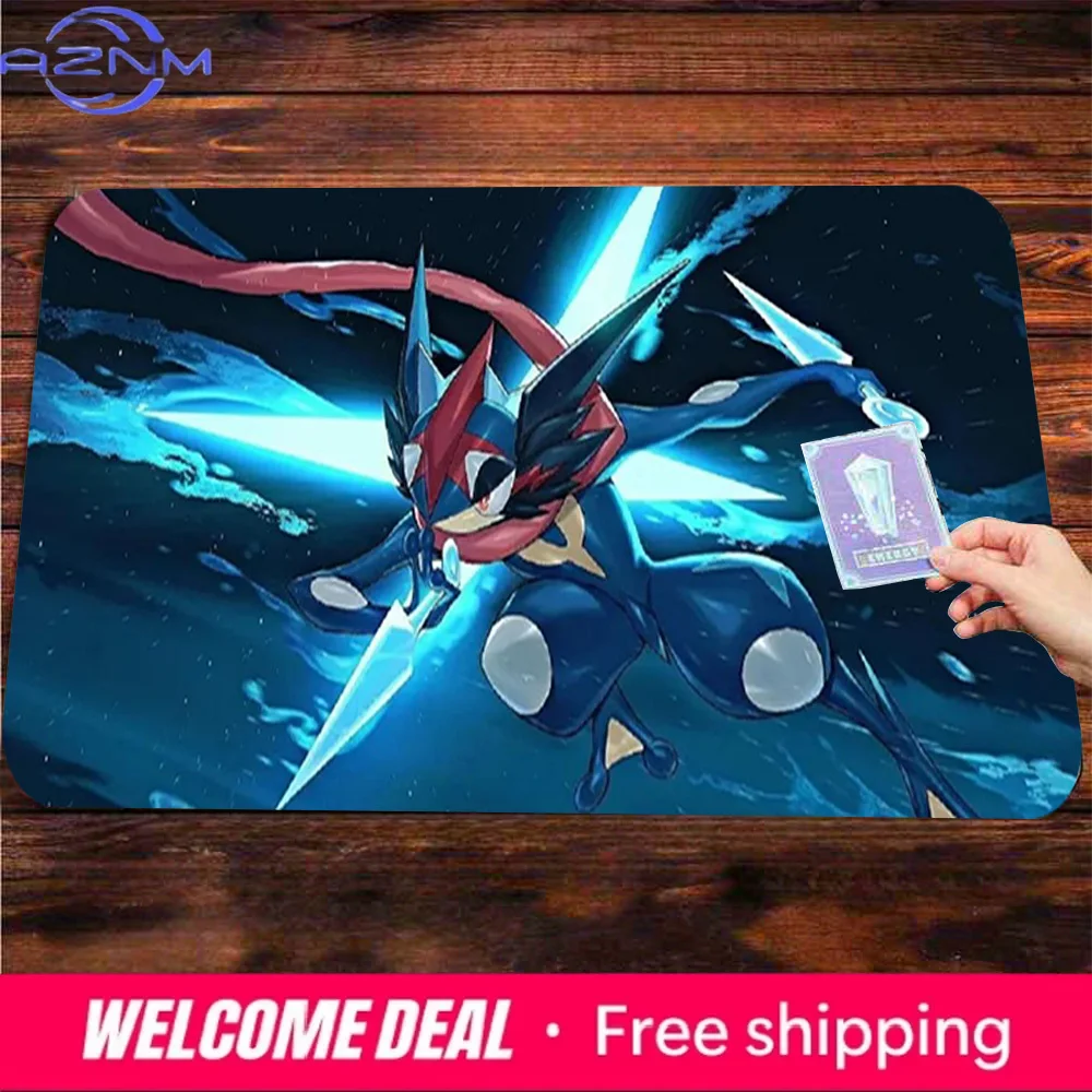 Ash-Greninja Water Shuriken TCG Playmat Non-Slip Washable Desk Mat