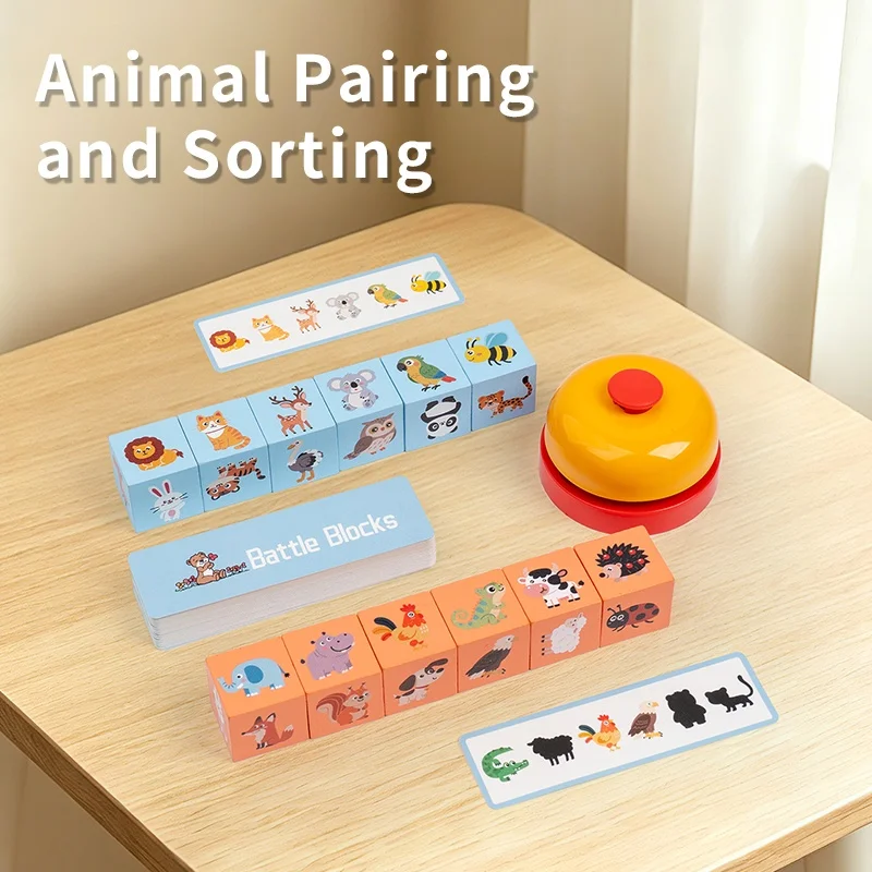 Animal Matching Sorting Battle Blocks Kids Logic Thinking Training Parent-child Interactive Board Game Educational Toy