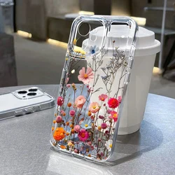 Clear Flower Phone Case For iPhone 17 Pro Max Case For iPhone 16 11 13 12 15 Pro Max Plus Air XR X XS 8 7 SE 2 Shockproof Cover