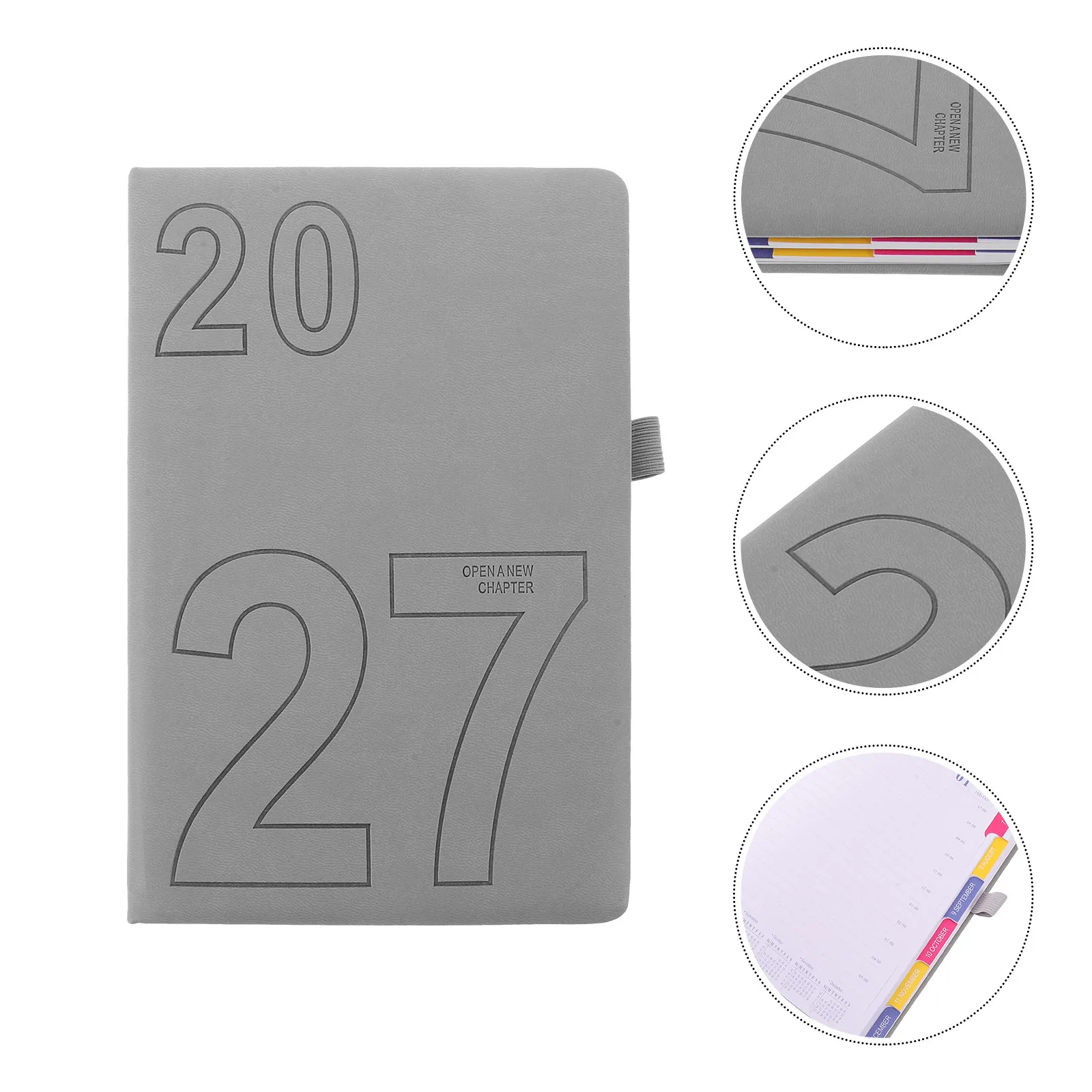 Yearly Notebook English Layout Daily Weekly Business Planner Portable Organizer Rounded Corners No Ink Bleed