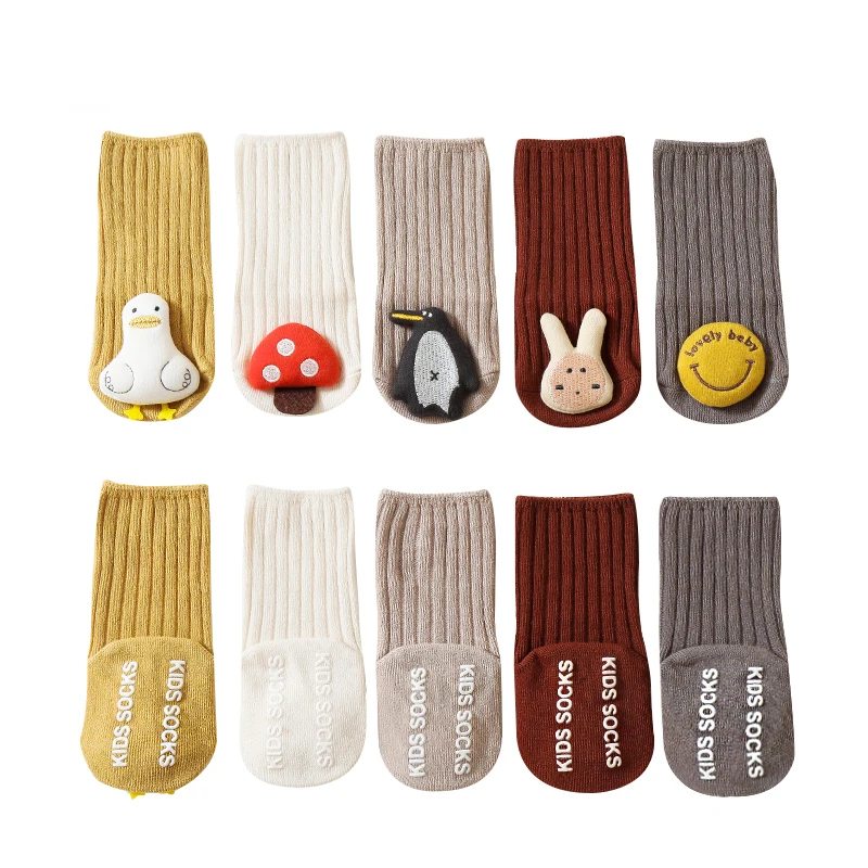 2022  Autumn Spring  0-3T Baby Boys Girls 1 Pair New Cute Animals Doll Soft Cotton Socks Newborn Toddler Anti Slip Anklet Socks