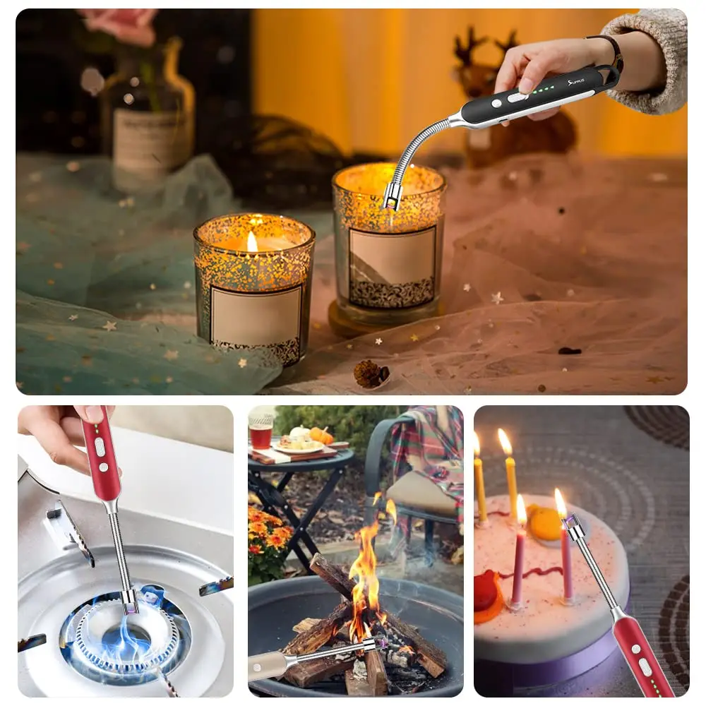 Outdoor Barbecue USB Arc Lighter Rechargeable Long Kitchen Candle Gas Stove Lighter Windproof Plasma Arc Flameless Lighter