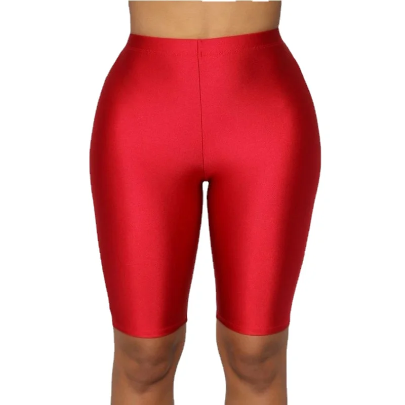 

Summer style glossy, elastic, pearlescent, high-waisted, tight-fitting, skinny cycling trousers and sports trousers