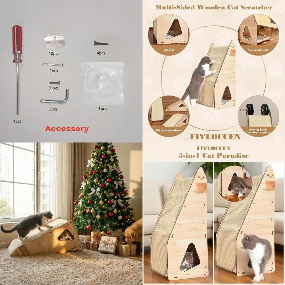 

Large Sisal Scratching Post with Tunnel and Pad, Multi-Cat Space-Saving Solution, Budget-Friendly (32in)