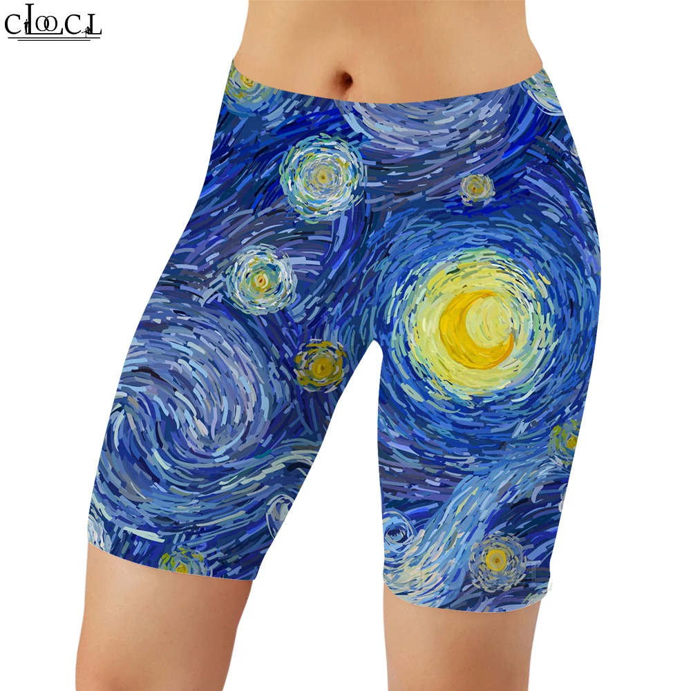 CLOOCL Van Gogh Starry Night Women Legging Shorts 3D Printed Legging Gym Training Push-up Butt Lifting Slimming Shorts Fashion