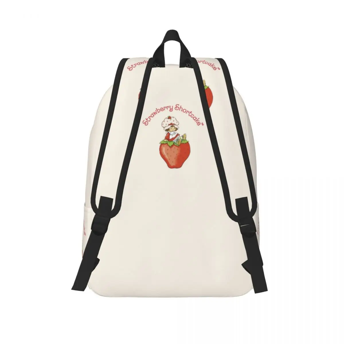 Mochila com bolso para adolescentes, bolsa de ombro portátil para homens e mulheres, bolo de morango, escola secundária, caminhadas, mochila