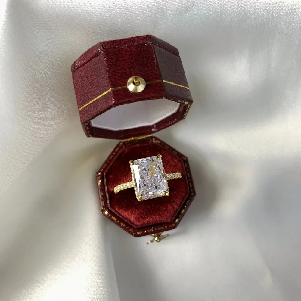 

Radiant Cut Moissanite Diamond Ring 100% Real 925 sterling Silver Engagement Wedding Band Rings For Women Party Promise Jewelry