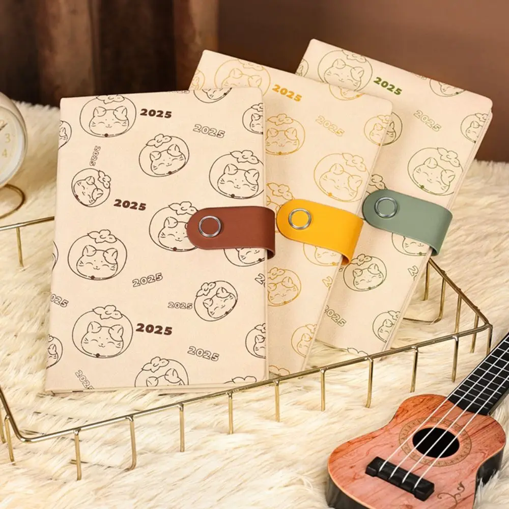 A5 Блокнот-планировщик на 2025 год, кошка, 128 страниц, журнал на 2025 год, портативный креативный блокнот на 365 дней, повышающая продуктивность