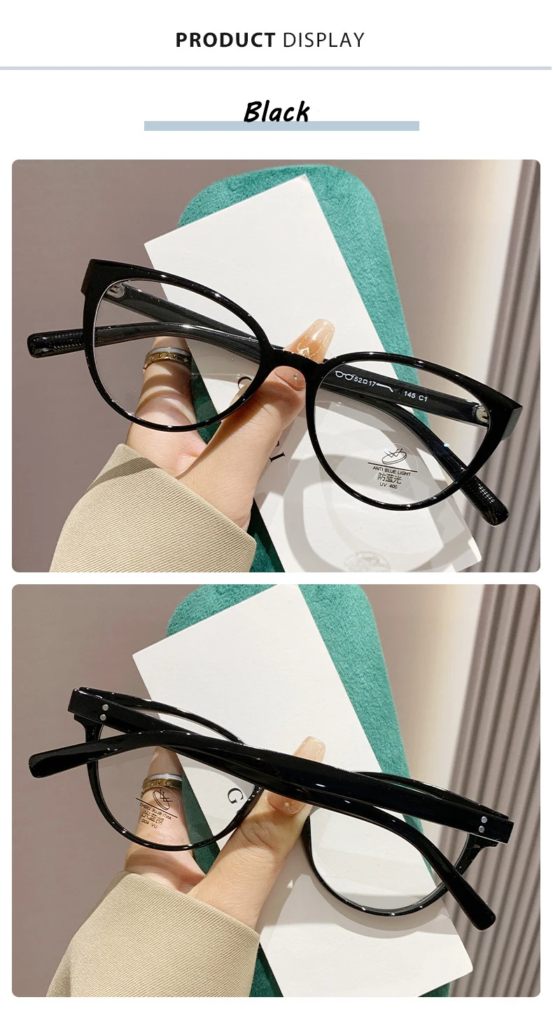 Neue künstlerische Marke Design Frauen Cat Eye TR Rahmen Anti Blau Licht Rezept Benutzerdefinierte Myopie Gläser Schatten Photochrome 0 bis 600 – Detail 9
