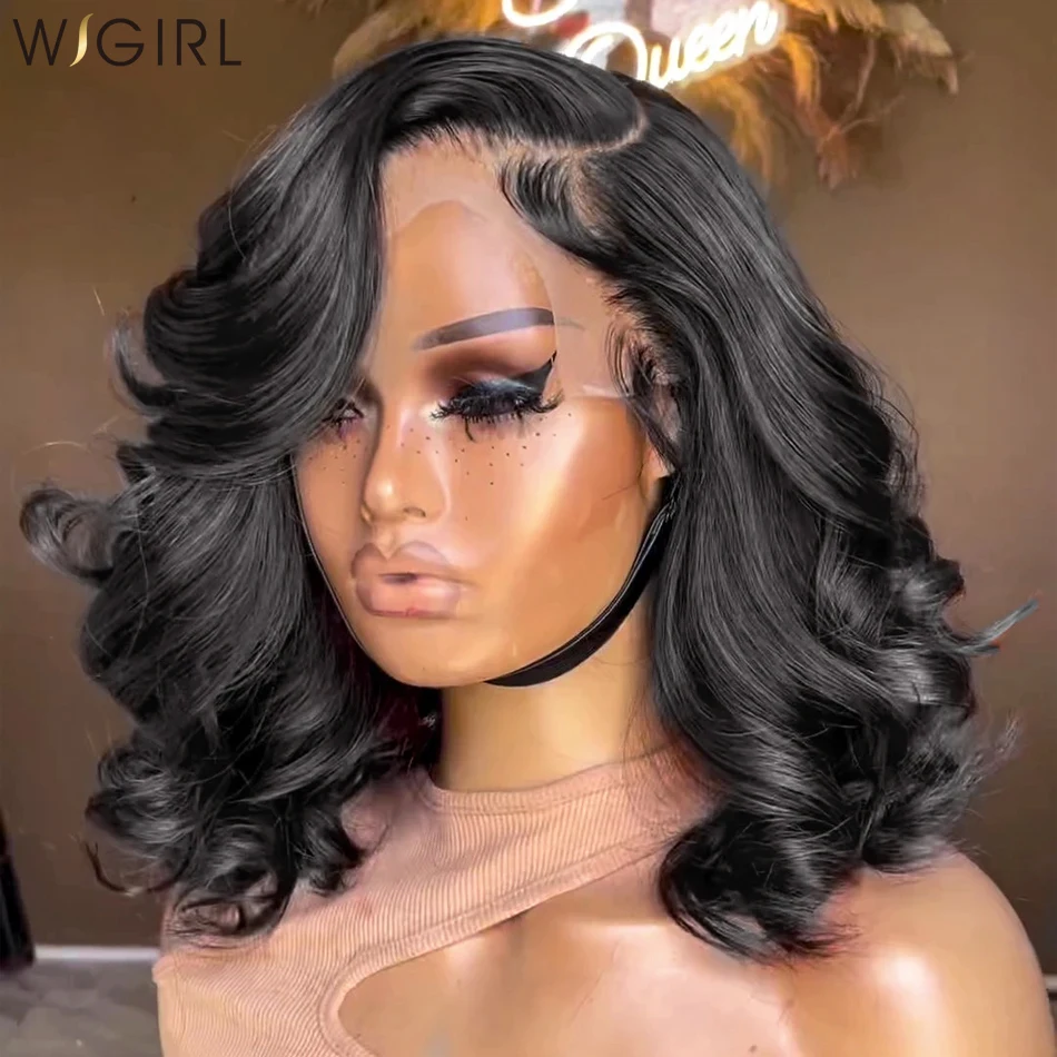 Wigirl HD Body Wave 13x6 13x4 Short Bob Wig Lace Front Human Hair Wigs Preplucked Water Wave 5x5 Glueless Lace Closure Wig