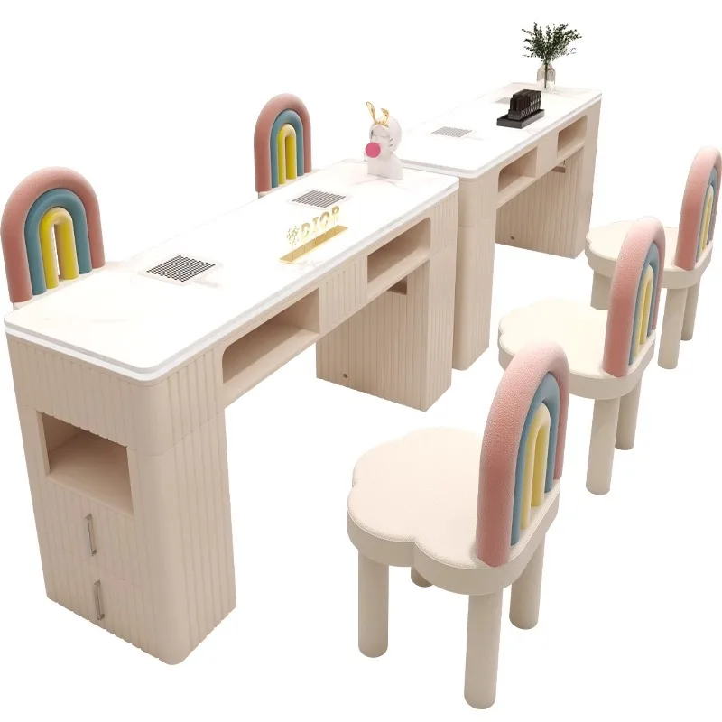 

High-end manicure table and chair set marble desktop with vacuum cleaner socket manicure table