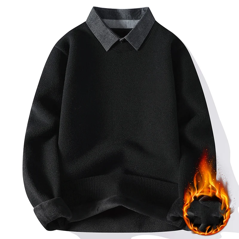 Male Pullover Autumn Fashion Sweater Men's Streetwear Casual Knit Men's Jumpers Spring Sweat-shirt Men Clothing Solid Color