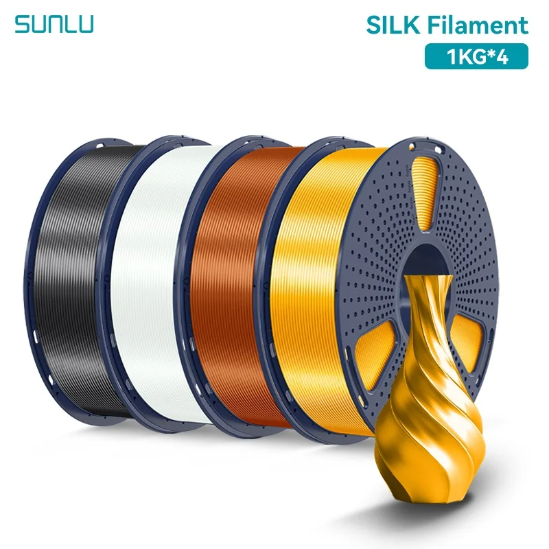SUNLU 4 кг 3D-принтер блестящая шелковая нить PLA 1,75 мм 1000 г 3D-принтер аккуратно намотанная 3D-нить для 3D-принтера и 3D-ручки