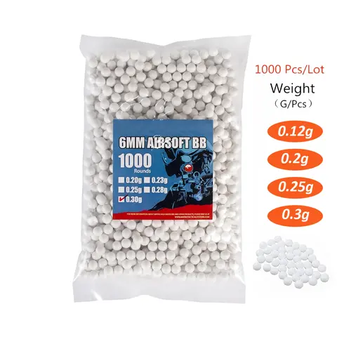 1000 Rounds Airsoft Paintball BBs Bullets 0.25g/0.3g Strike Ball Tactical Air Gun High quatity BB Balls for Shooting