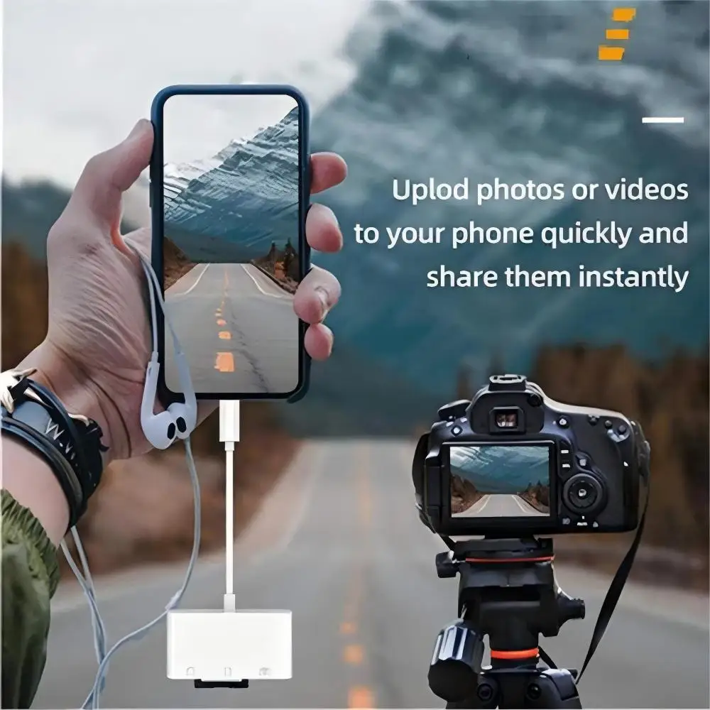 3-in-1 Multi-Function Type-C to SD Card and TF Card Camera Adapter, Supports Card Reader and USB Security Key