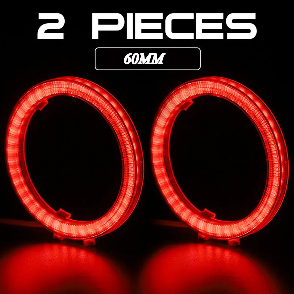 2pcs Car COB LED Headlight 60 mm 95MM Halo Rings Lights DRL Angel Eyes  Daytime Running Lamps For Car Red Retrofit Accessories