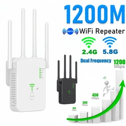 Répéteur WiFi AC1200, routeur 1200Mbps, noir, 5 mesurz, 2.4G/5GHz, amplificateur de signal réseau longue portée