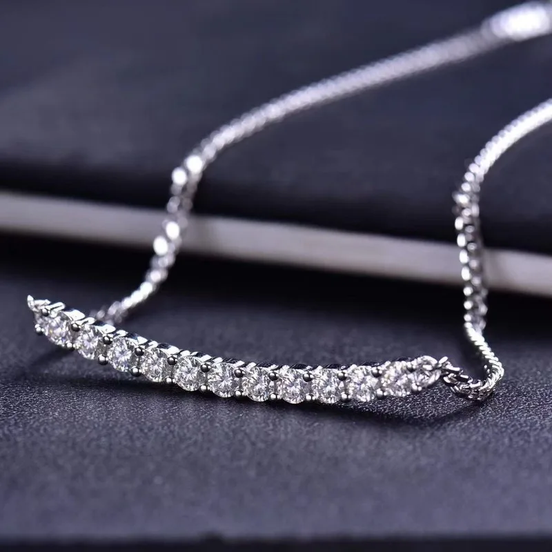 ساتشي الأحجار الكريمة-المويسانيتي قلادة الماس للنساء ، مجوهرات حفلات الزفاف البراقة ، قلادة الفضة GRA S925 ، D VVS1 2.2ct