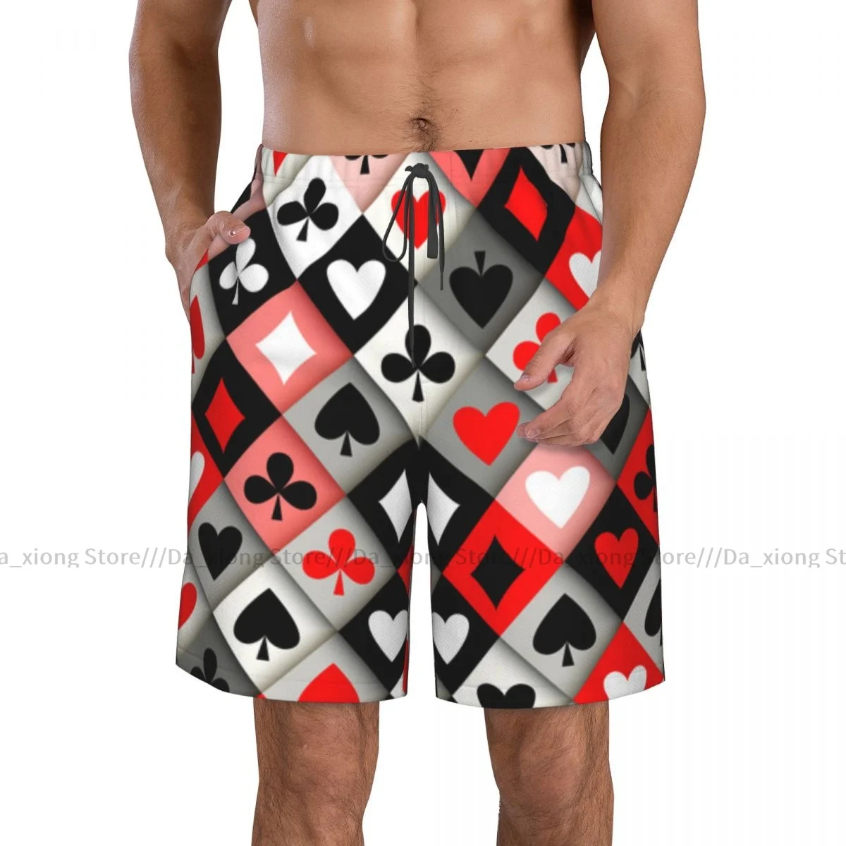 Mens Swimwear Swim Short Trunk Poker Card Suits Pattern Beach Board Shorts Swimming Surffing shorts