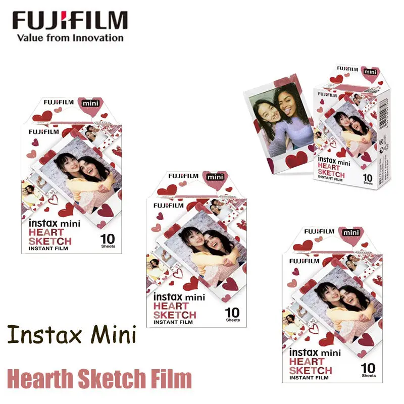 Fujifilm Instax Mini Heart Sketch Instant Camera Film 10 Sheets Total, (10/20/30/50 Sheets) - Capture Memories Anytime, Anywhere