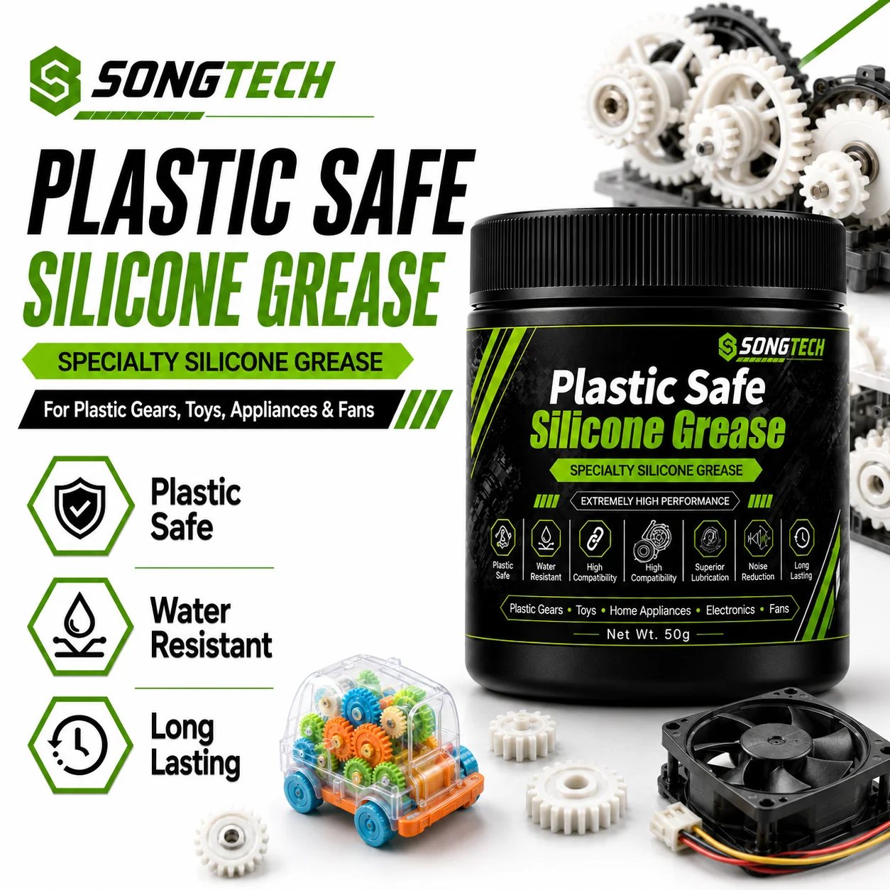 Specialty Plastic Safe Silicone Grease Plastic Gear Grease Reduces Noise for Motors Computer Fan 3D Printer Plastic Part Gear