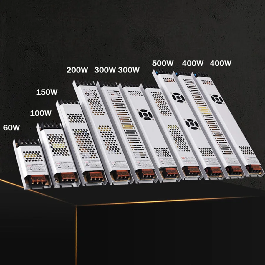 Ultra Thin Power Supply DC 12V 24V Lighting Transformers 60W 100W 150W 200W 300W 400W AC185-240V Driver For LED Strips