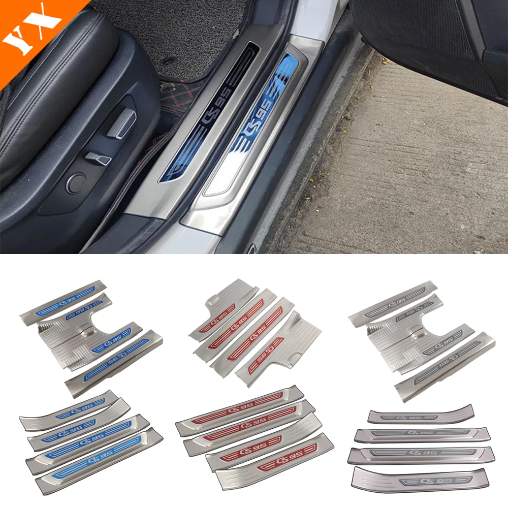 For Changan CS95 2017-2018 Car Door Sill Scuff Plate Welcome Pedal Protection Side Door Body Trim Cover Garnish Accessories