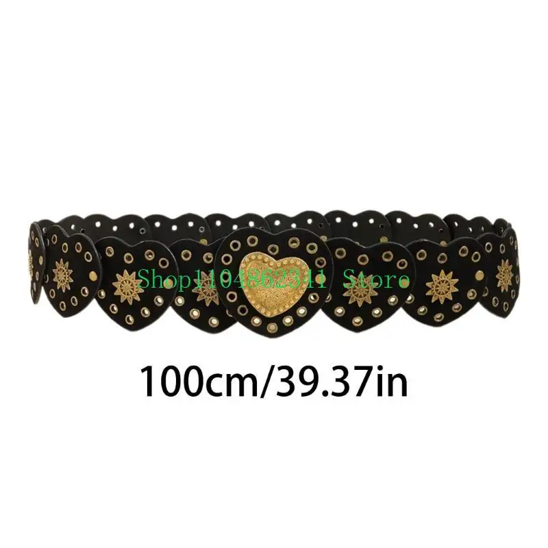 5ASD إبداع القلب الإبزيم حزام حزام قابل للتعديل بو الفتاة جينز تنورة معطف