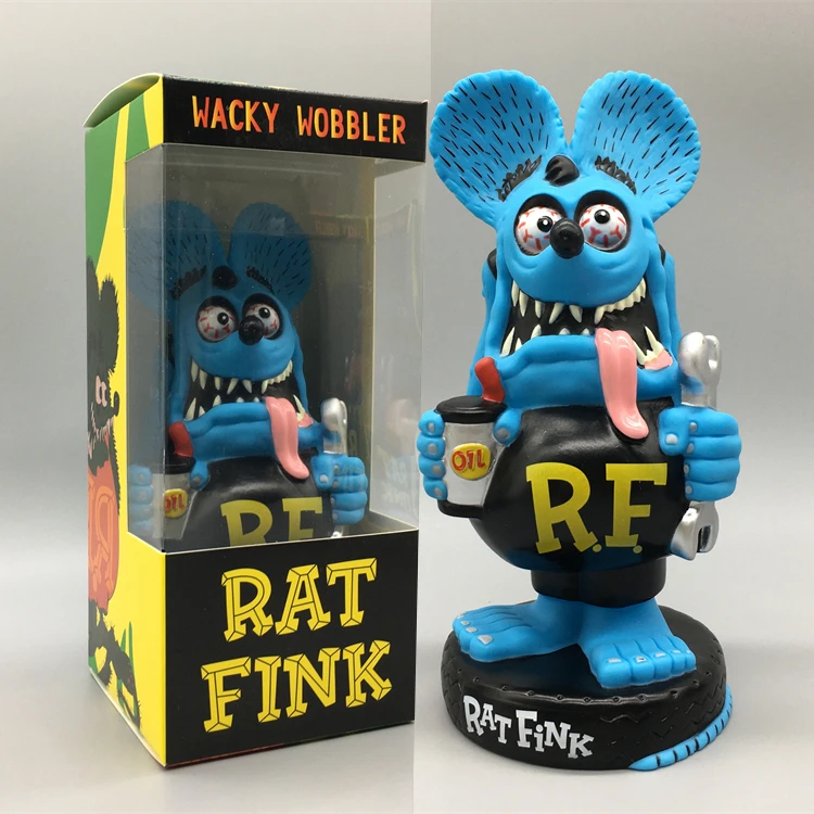 17cm Rat Fink Action Figures Car Repairer Car Shake Head Doll locomotiva cultura simbolo Old School Pvc Anime Figures Desk Decora