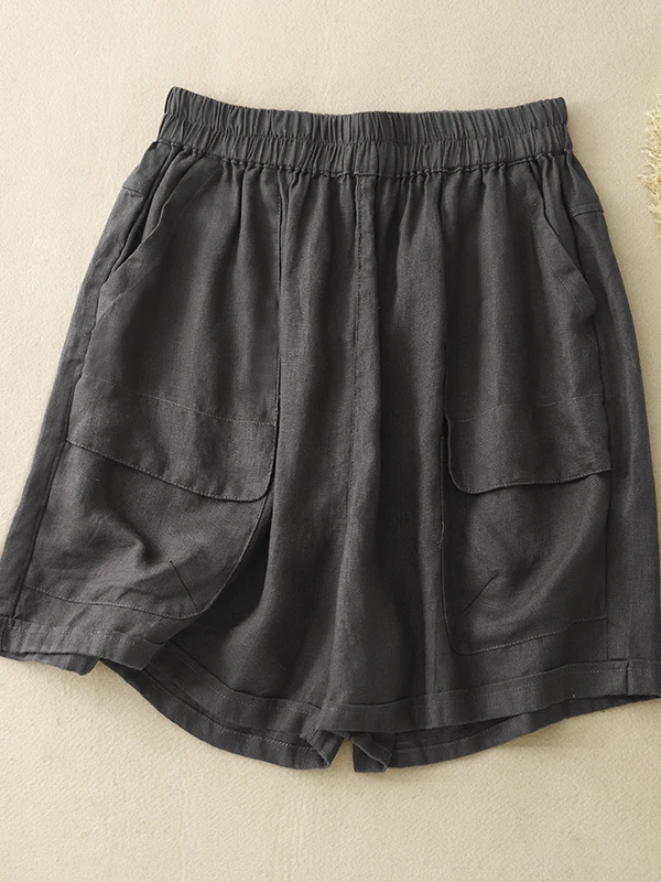High Waist Wide Leg Cotton Linen Shorts Women Summer Thin Casual Loose A-Line Casual Five-Point Pants Mid-Length Pants