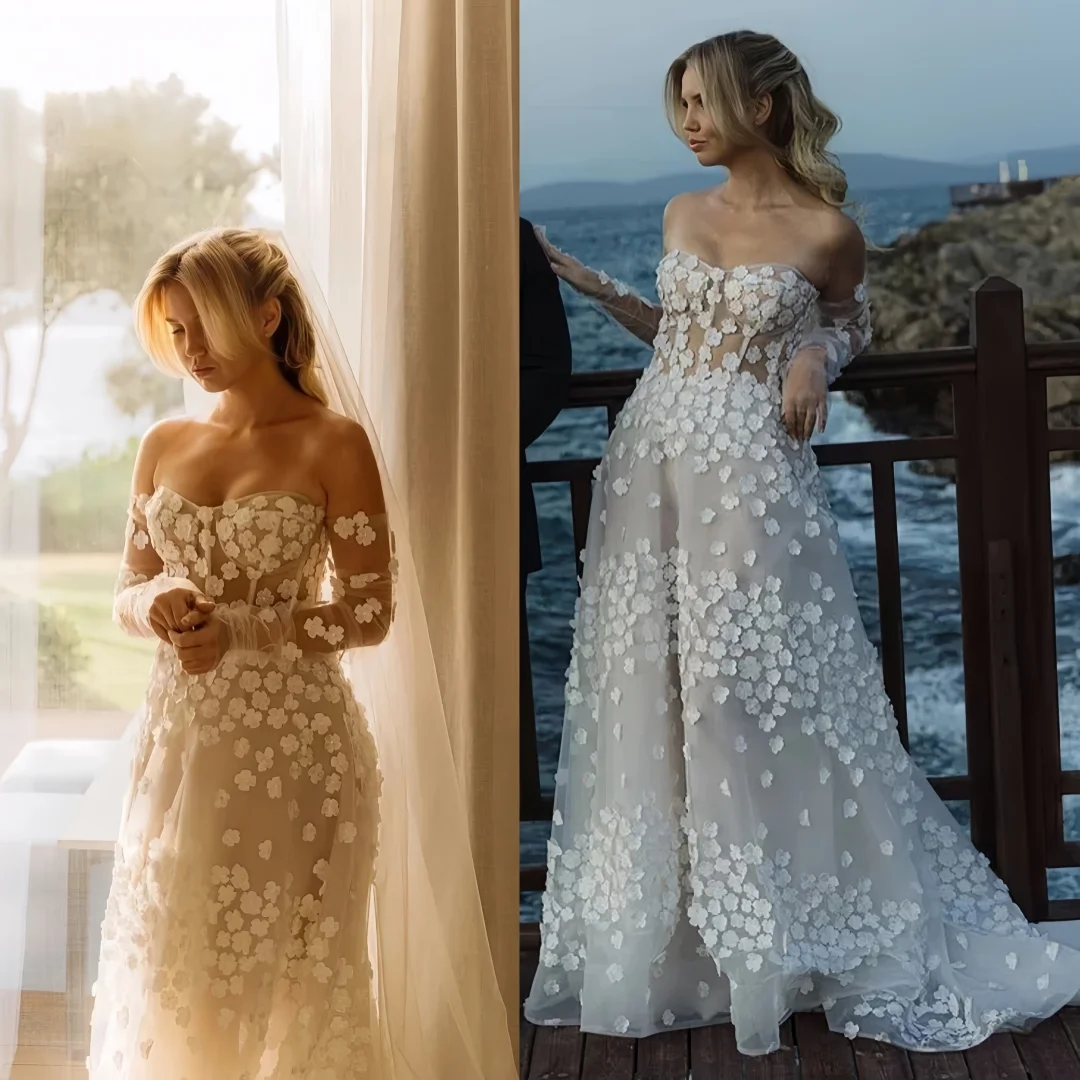 

Customized Charming Sweetheart Wedding Dresses Lace Appliques Corset A-line Off the Shoulder Wedding Gown for Women Vestidos De