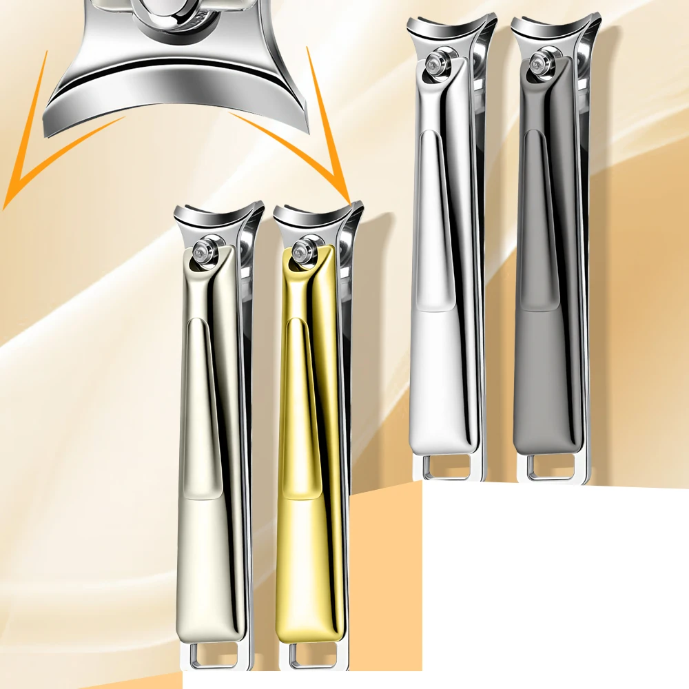 1Pcs Slanted Edge Nail Clippers with Catcher Stainless Steel Ingrown Fingernail Toenail Cutter Trimmer Manicure Tools