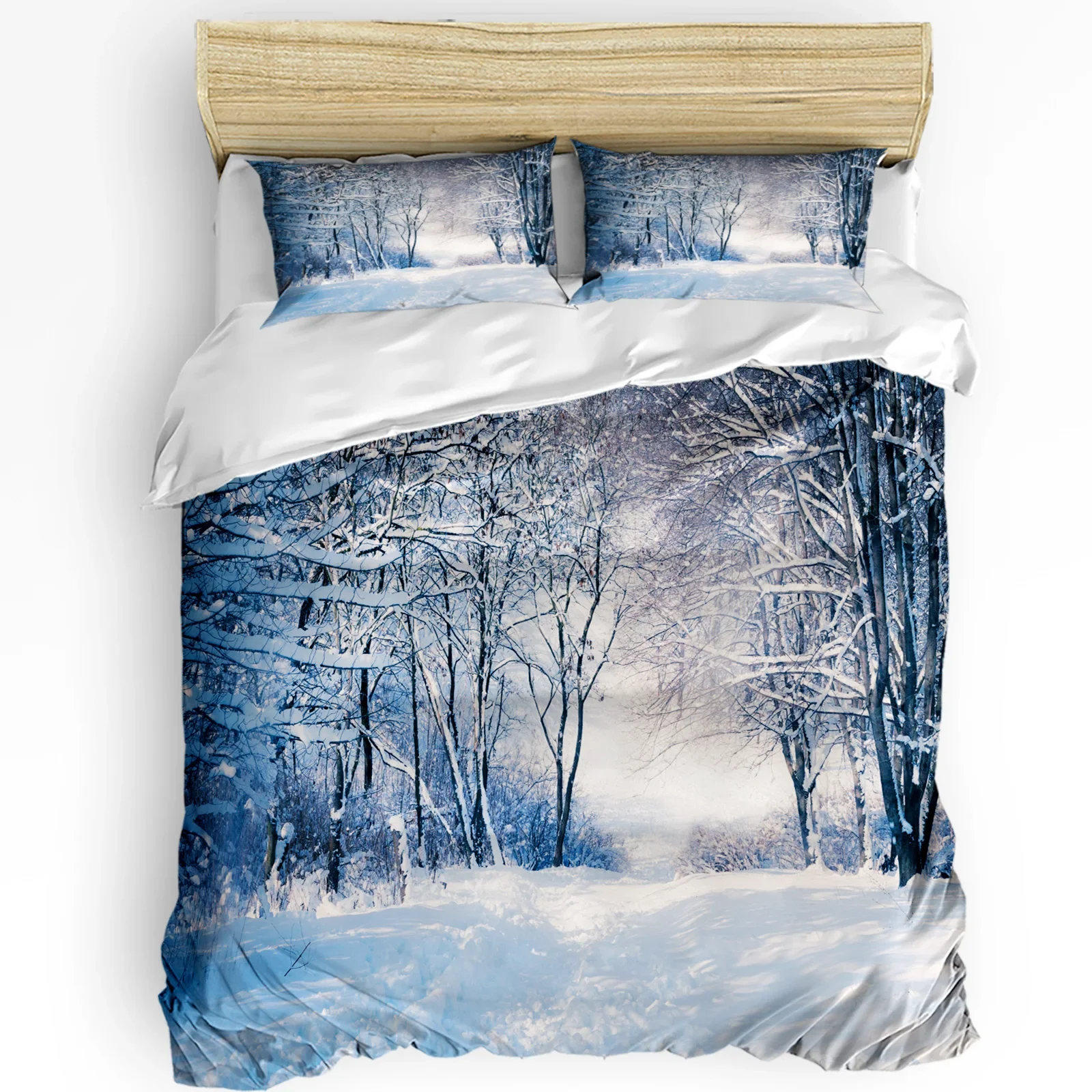 

Forest Snow Landscape Beautiful 3pcs Bedding Set For Bedroom Double Bed Home Textile Duvet Cover Quilt Cover Pillowcase