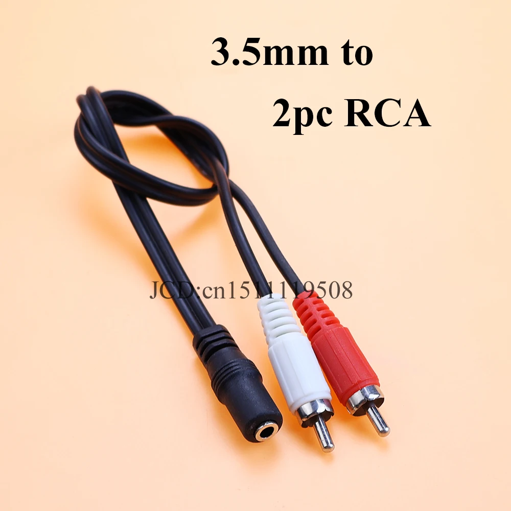 1PC 3.5mm Jack Aux to 2 RCA Audio Video Cable Stereo Y Splitter Cable AV Adapter 2RCA Cord Wire For DVD TV VCR PC Phone Speaker